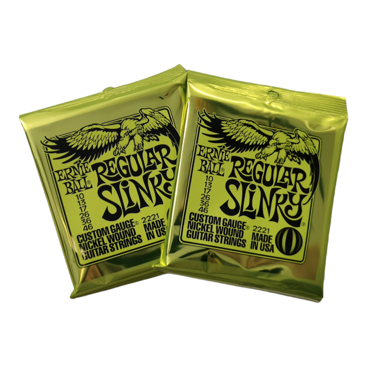 2 x Ernie Ball Regular Slinky Nickel Wound Electric Guitar Strings, 10-46 Gauge