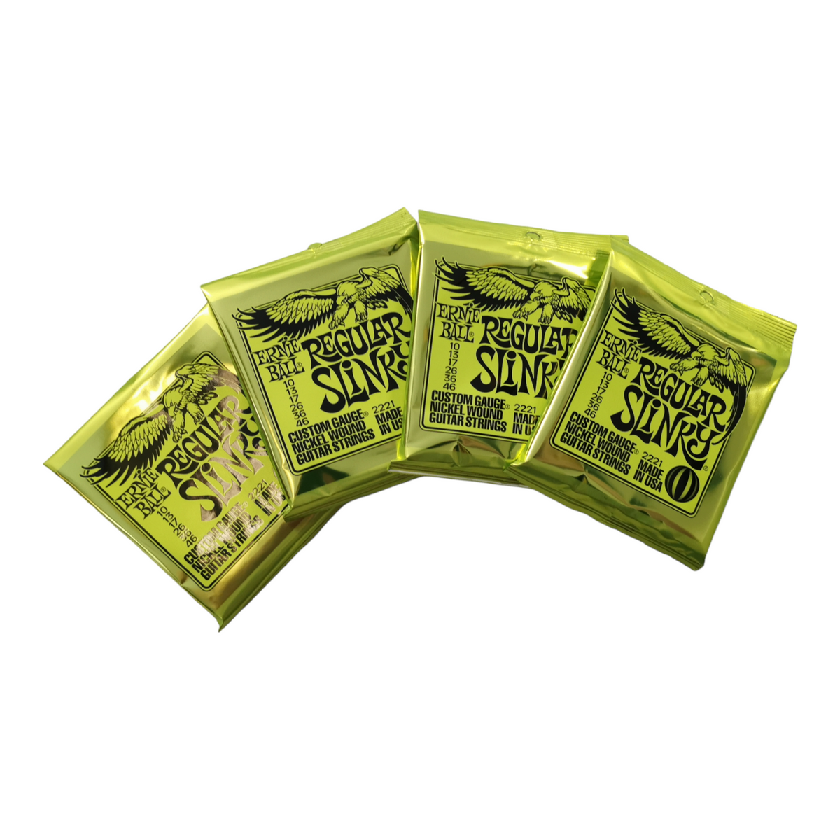 4 x Ernie Ball Regular Slinky Nickel Wound Electric Guitar Strings, 10-46 Gauge