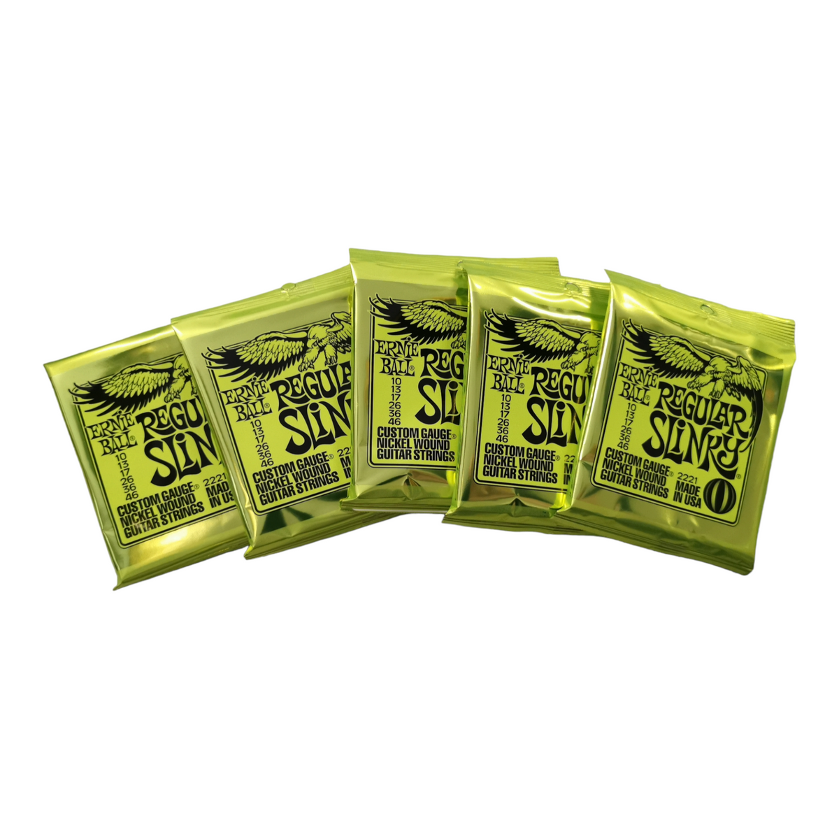 5 x Ernie Ball Regular Slinky Nickel Wound Electric Guitar Strings, 10-46 Gauge