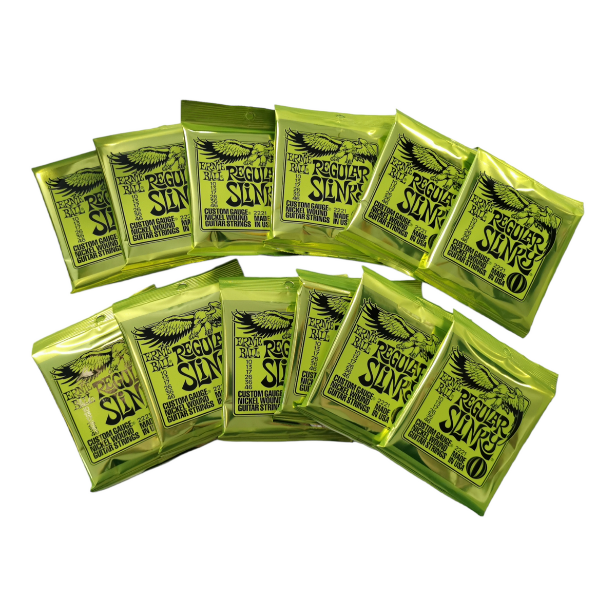 12 x Ernie Ball Regular Slinky Nickel Wound Electric Guitar Strings, 10-46 Gauge