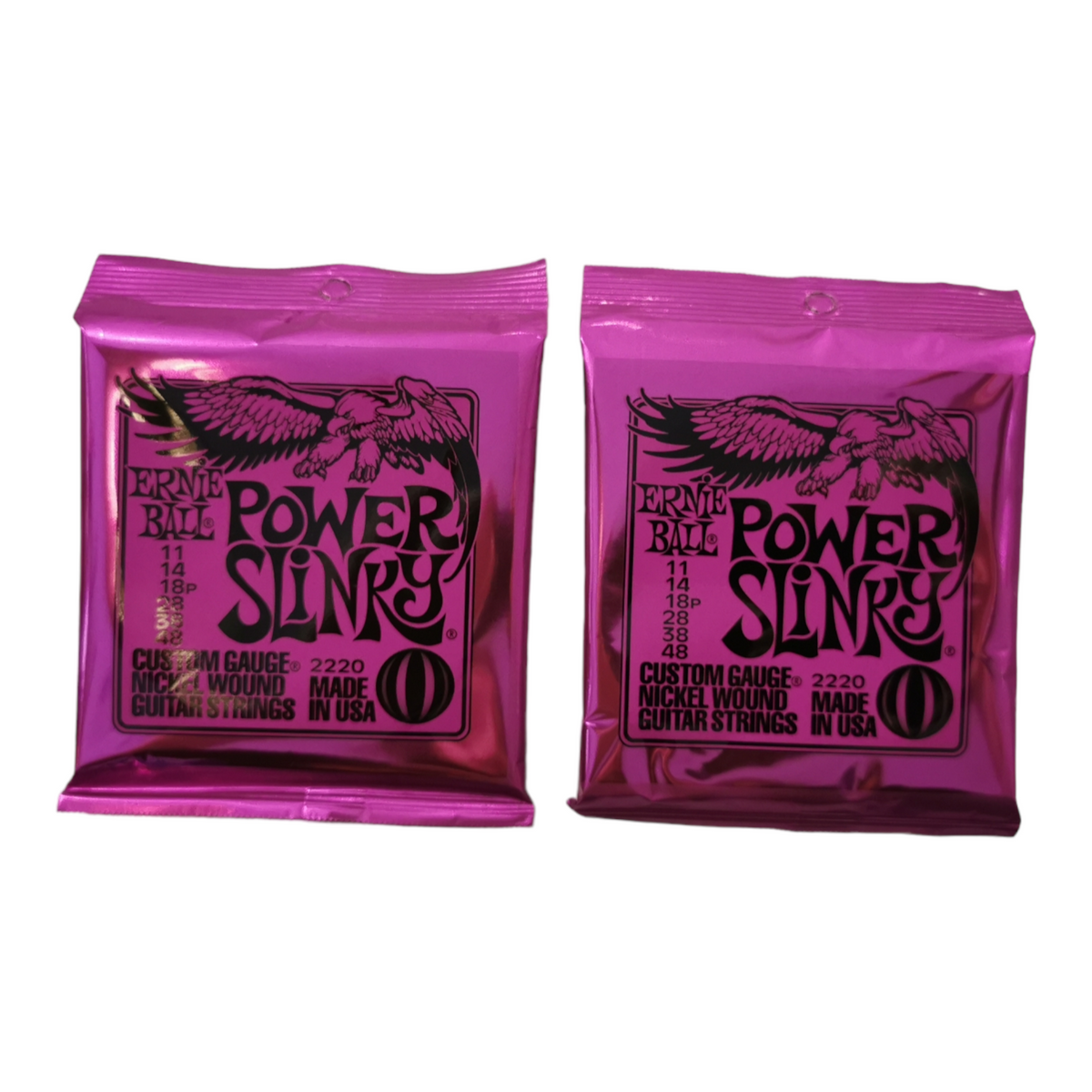 2 x Ernie Ball Electric Guitar Strings Set 11/48 Power Slinky Purple