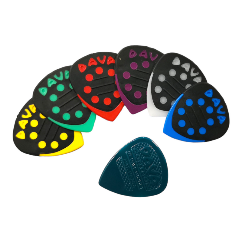 7 x Dava Guitar Picks, 6 Delrin Grip Tips & 1 Dava Control Pick