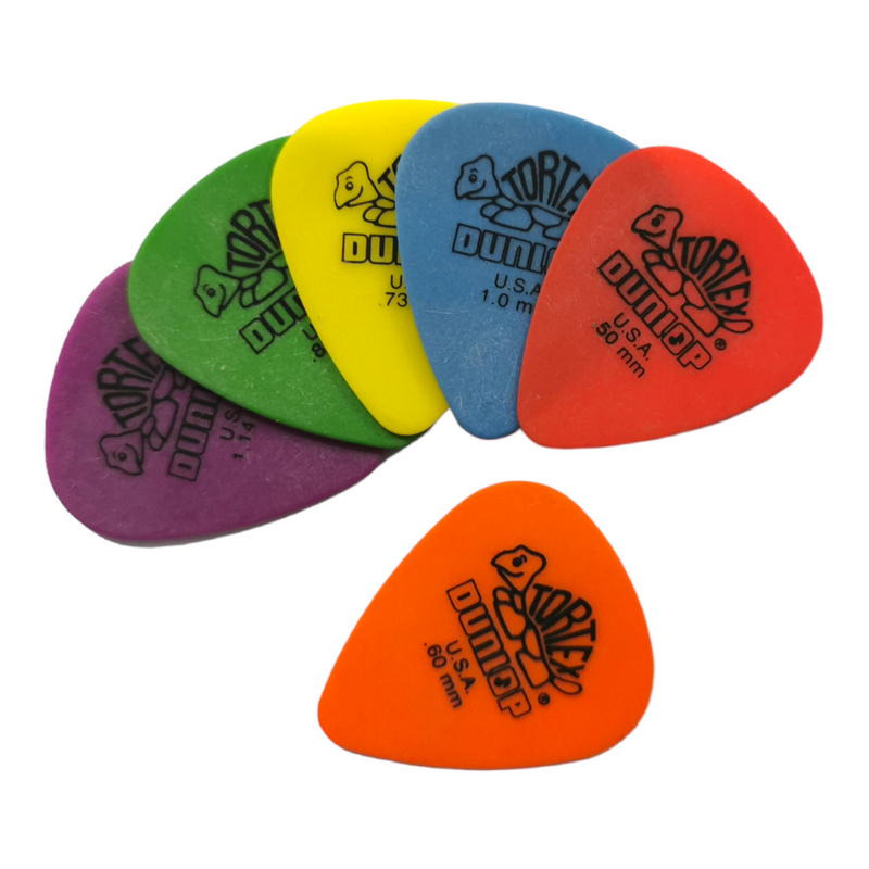 6 x Dunlop Tortex Standard Guitar Picks Mixed Gauges Pack