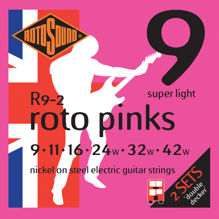 Rotosound R92 Roto Pink Electric String Set Twin Pack 9-42