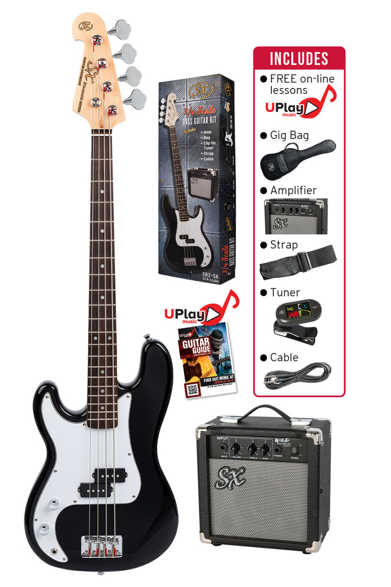 SX 3/4 size Left hand Bass Guitar & Amp Package.