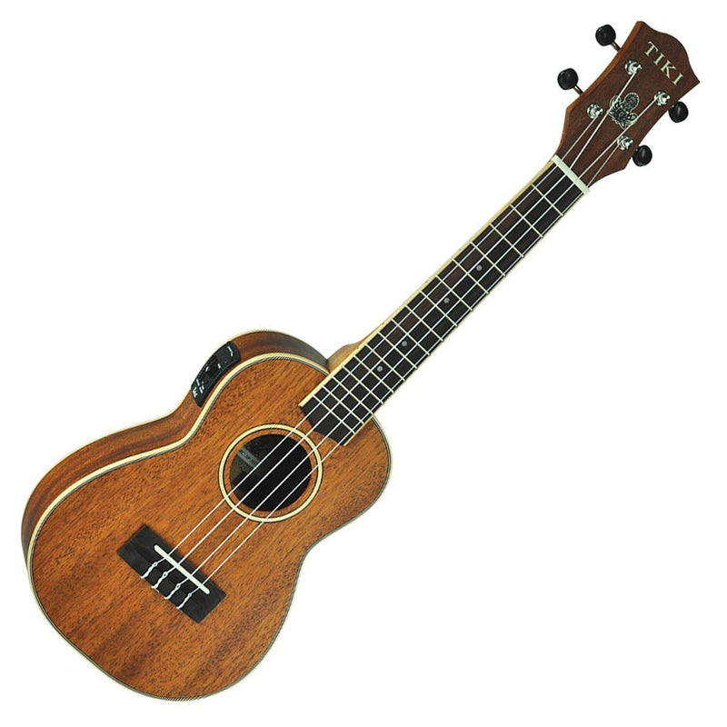 Tiki '5 Series' Mahogany Solid Top Electric Concert Ukulele with Hard Case (Natural Satin)