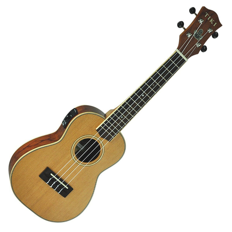 Tiki '7 Series' Cedar Solid Top Electric Concert Ukulele with Hard Case (Natural Satin)