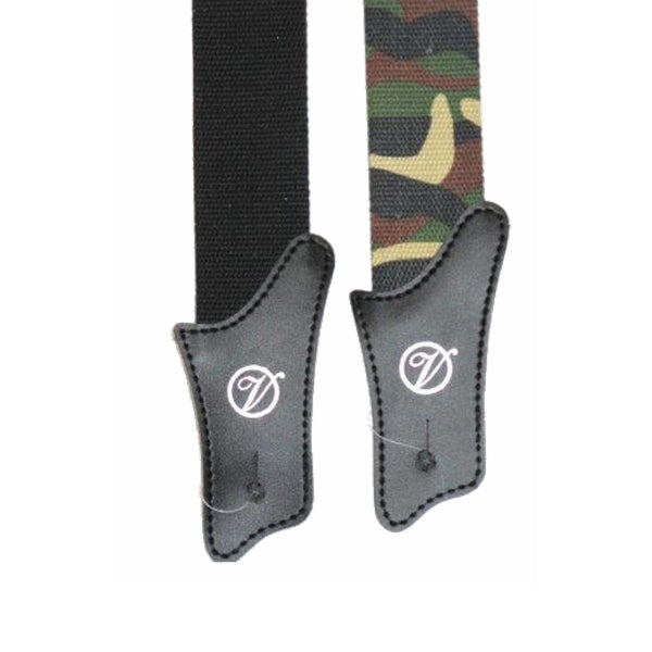 Vorson Camoflauge Fabric Guitar Strap with Black Leather Ends