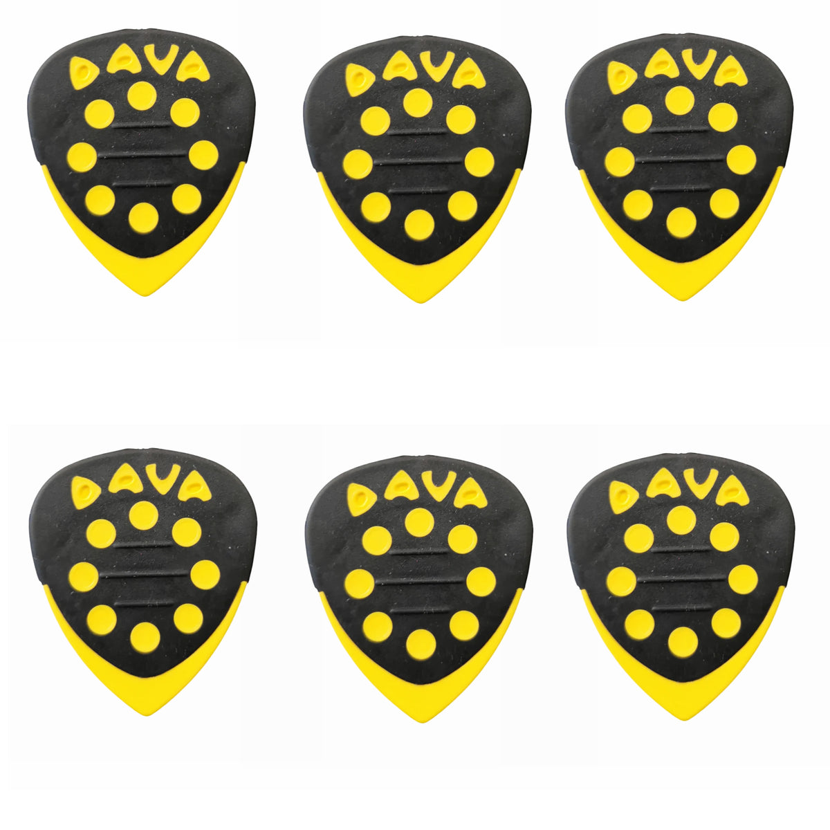 6 x Dava Guitar Picks Delrin Grip Tips in Yellow