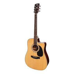 Saga '700 Series' Solid Spruce Top Acoustic-Electric Dreadnought Cutaway Guitar (Natural Satin)